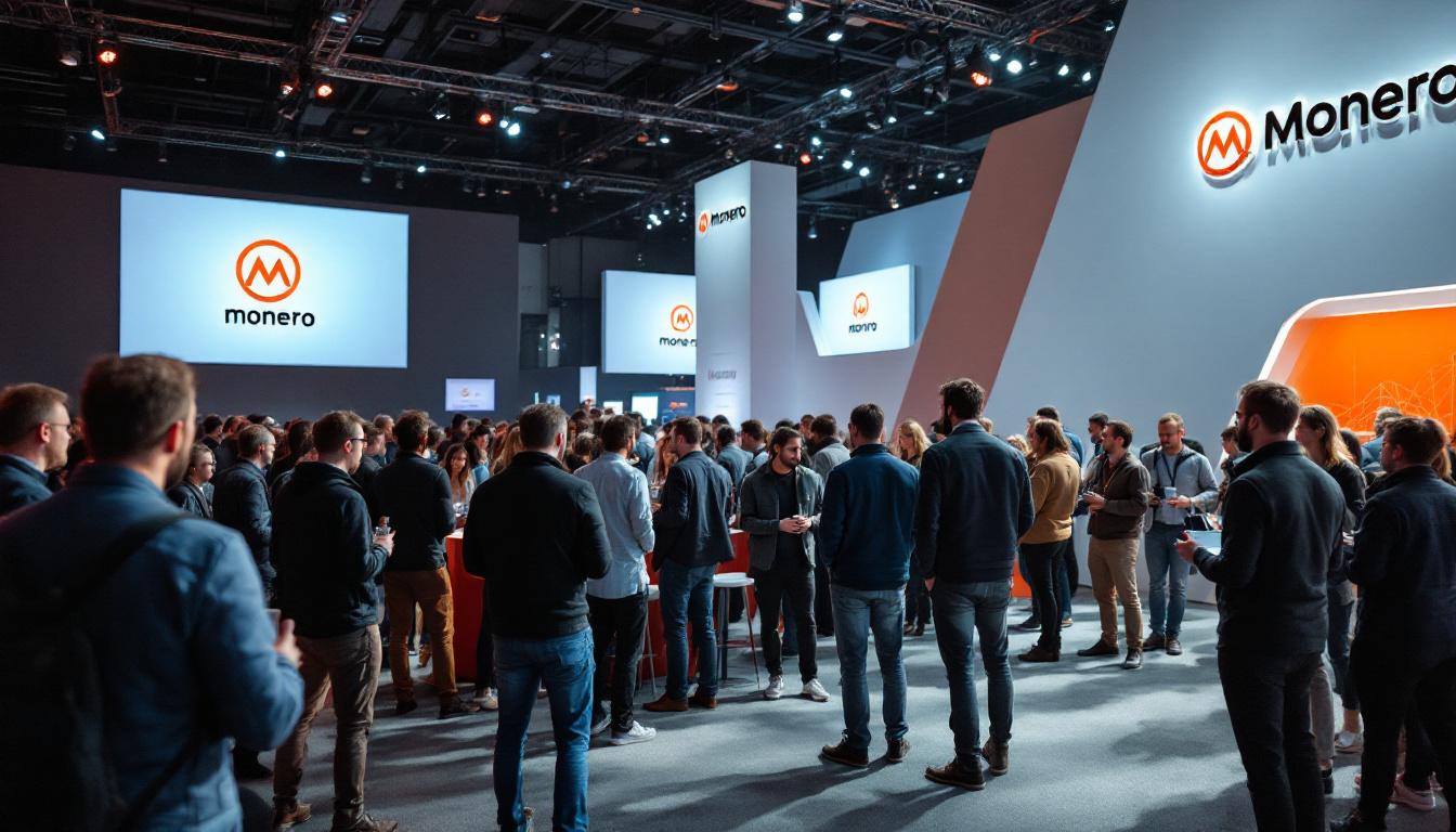 A photograph of a lively and engaging scene at a monero conference